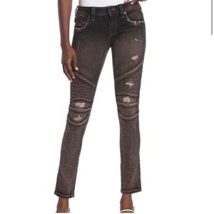 Rock Revival Distressed Skinny Moto Jeans